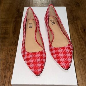 GB Red and Pink Plaid Women's Flats